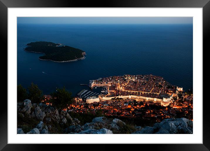Dubrovnik at night Framed Mounted Print by Daniel Zrno