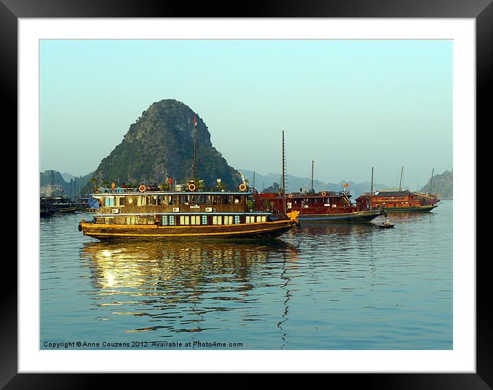 Sunrise in Halong Bay, Vietnam Framed Mounted Print by Anne Couzens