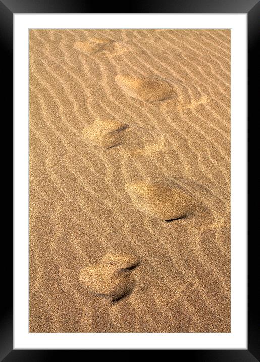 foot steps in the sand Framed Mounted Print by Jon Grover