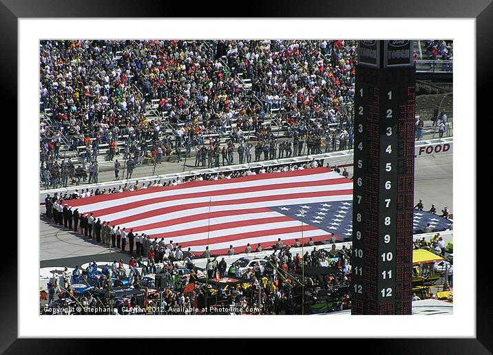 American Flag Held At Bristol Framed Mounted Print by Stephanie Clayton