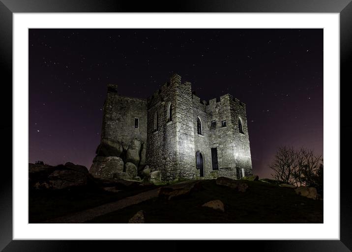 Carnbrea Castle at Night Cornwall Framed Mounted Print by Ian Cocklin
