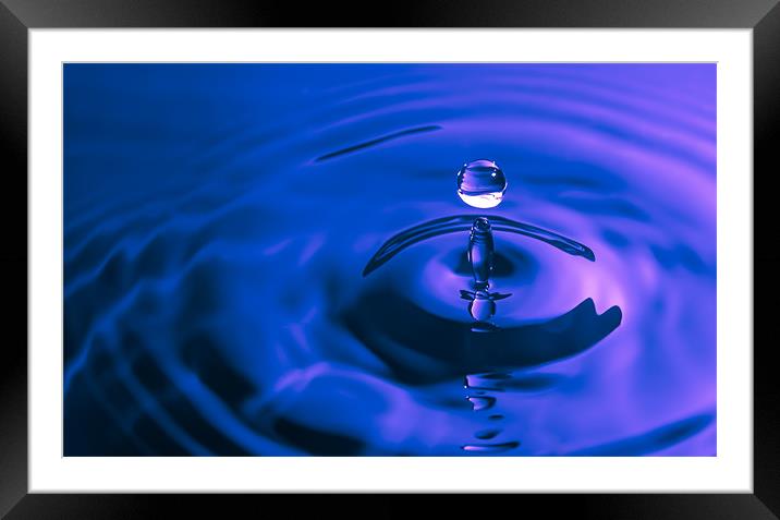 Water Drop Blue Framed Mounted Print by Ian Cocklin