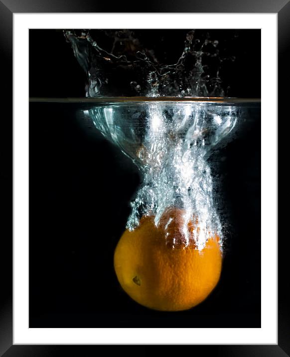 Orange Splash Framed Mounted Print by Ian Cocklin