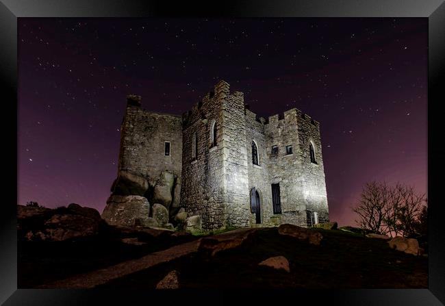 Carnbrea Castle at Night, Cornwall Framed Print by Ian Cocklin