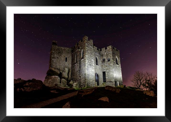 Carnbrea Castle at Night, Cornwall Framed Mounted Print by Ian Cocklin