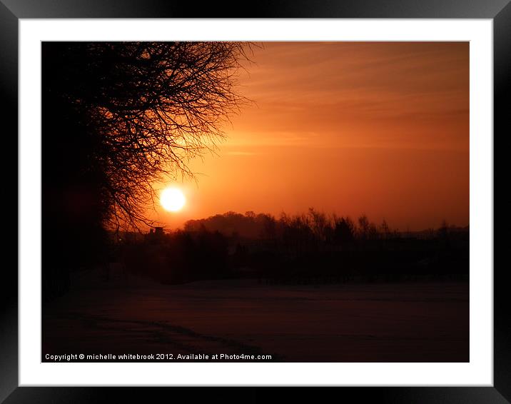 Sunrise over the snow Framed Mounted Print by michelle whitebrook
