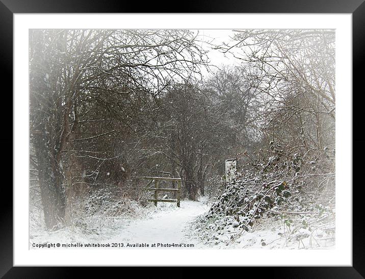 Snowy Trail Framed Mounted Print by michelle whitebrook