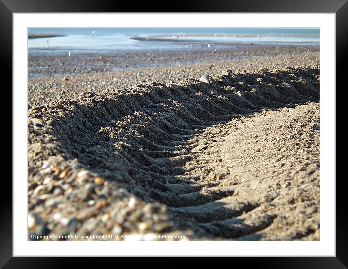 Tracks in the sand Framed Mounted Print by michelle whitebrook