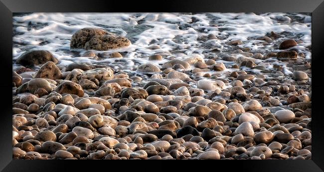 Pebbles on the Beach Framed Print by Jacqui Farrell