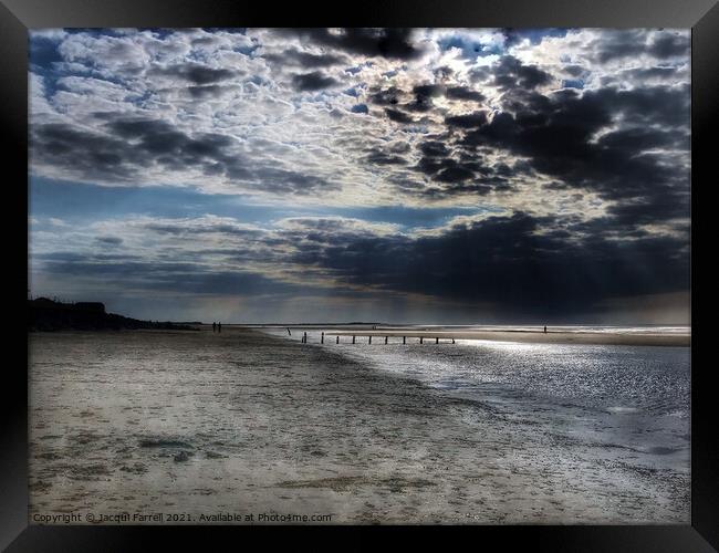 Moody Seascape at Brancaster Beach Framed Print by Jacqui Farrell