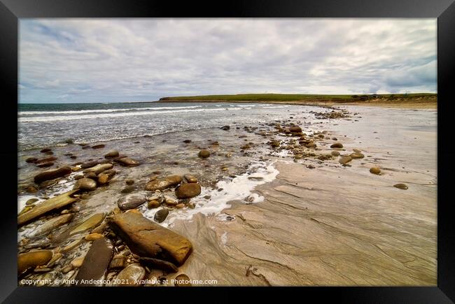 Rocky Orkney Beach Framed Print by Andy Anderson