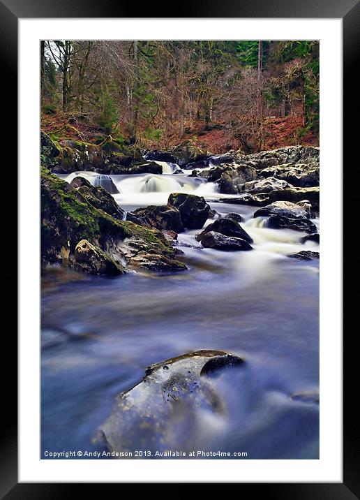 Perthshire Waterfall at The Hermitage Framed Mounted Print by Andy Anderson