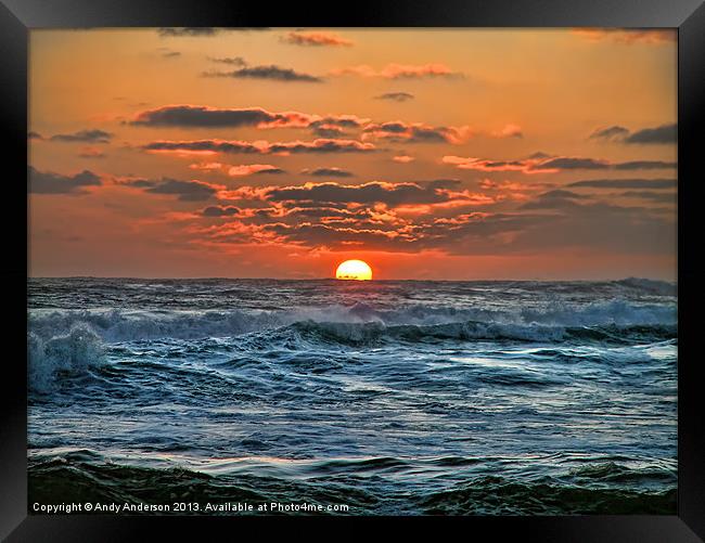 Indian Ocean Sunset Framed Print by Andy Anderson