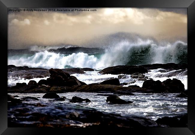 Raging Seas Framed Print by Andy Anderson
