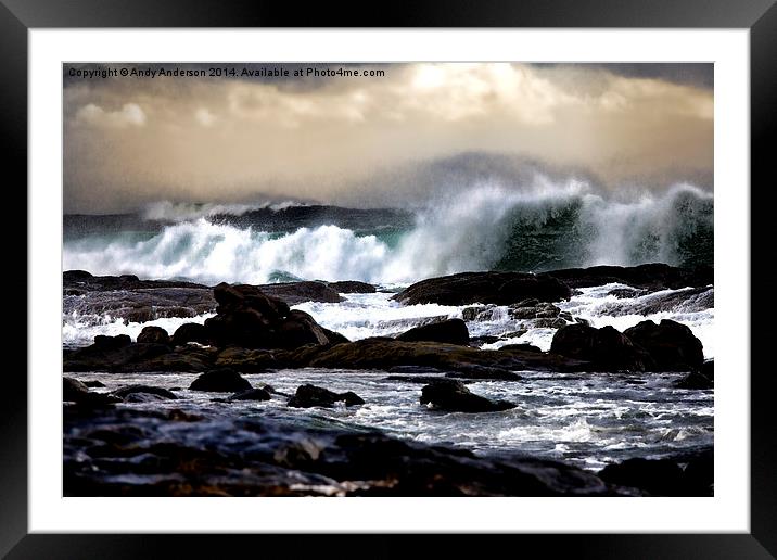 Raging Seas Framed Mounted Print by Andy Anderson
