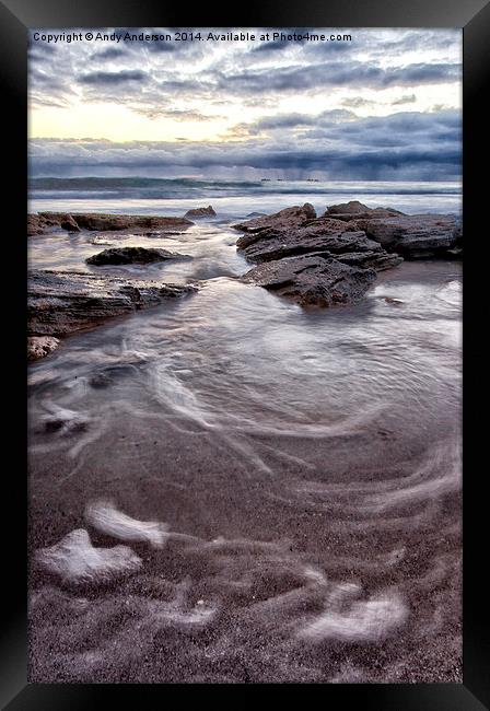 Swirling Waves on Australian Beach Framed Print by Andy Anderson