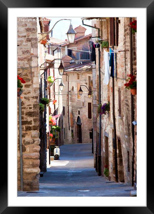  Sleepy Street in Assisi, Italy Framed Mounted Print by Andy Anderson