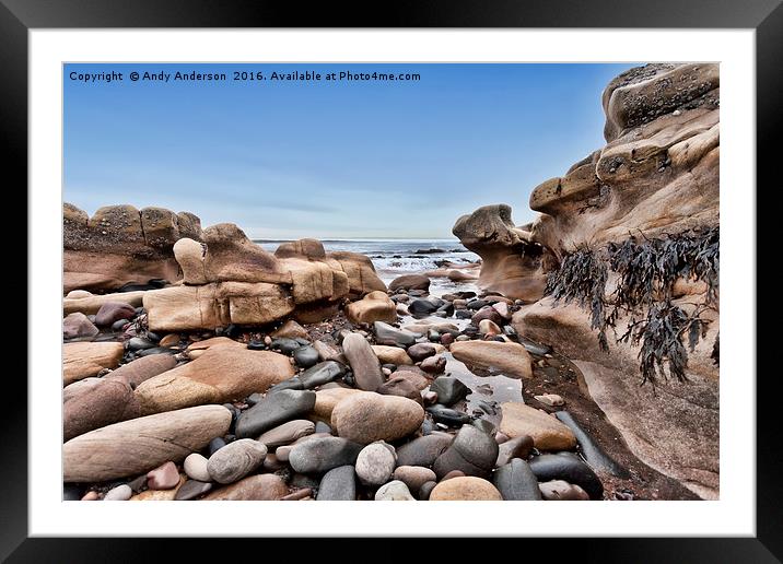 Rock Pools by the Scottish Coast Framed Mounted Print by Andy Anderson