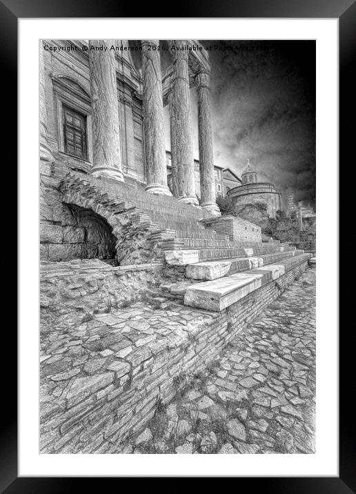 Roman Forum Temple of Antoninus and Faustina Framed Mounted Print by Andy Anderson