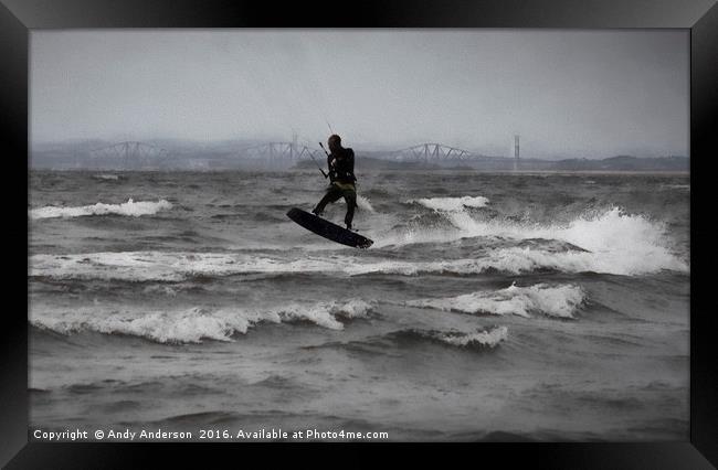 Kite Surfing Scotland Framed Print by Andy Anderson