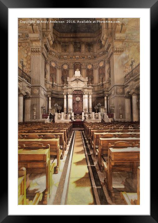 Great Synagogue in Rome Framed Mounted Print by Andy Anderson