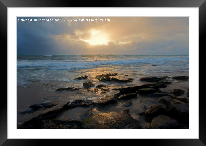 Moody Australian Sunset - Indian Ocean Framed Mounted Print by Andy Anderson