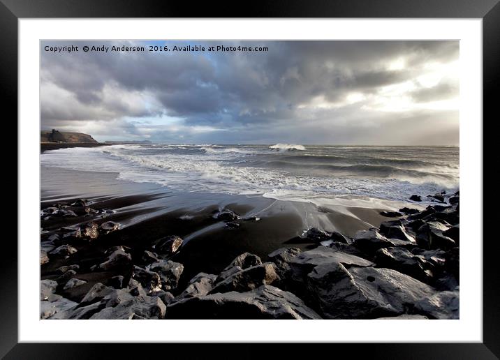 Icelandic Black Beach Seascape Framed Mounted Print by Andy Anderson