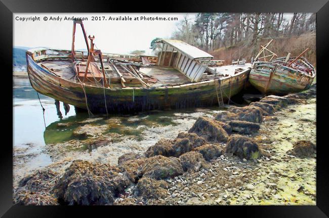 Abandoned Fishing Boats - Salen, Isle of Mull Framed Print by Andy Anderson