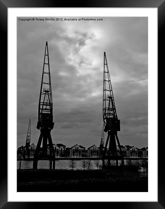 Cranes at London Docklands Framed Mounted Print by Teresa Neville