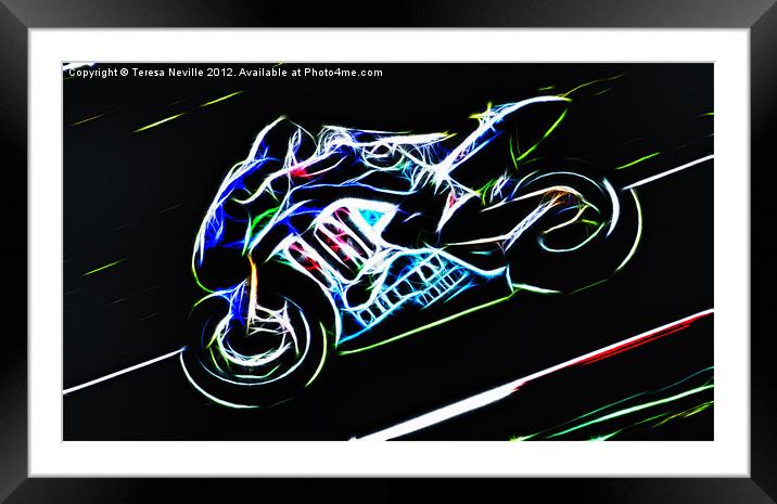 Motorcycle Racer Framed Mounted Print by Teresa Neville