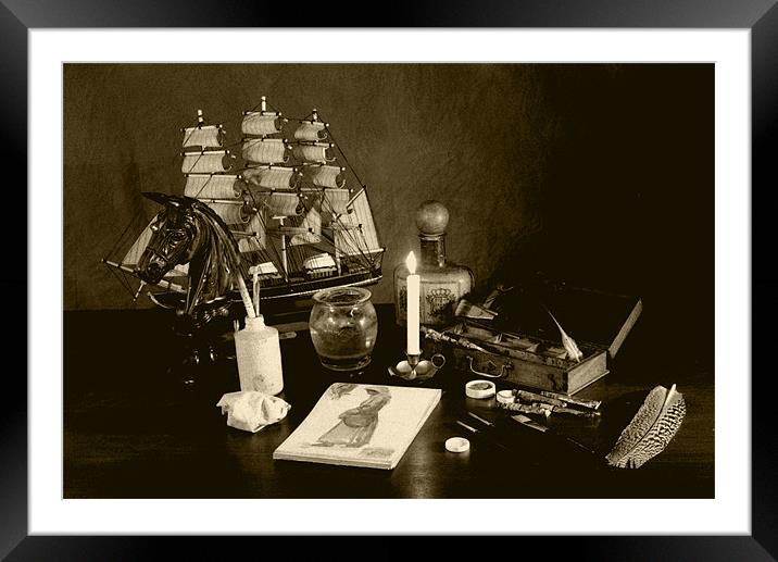 working by candle light Framed Mounted Print by Gerry Mechan