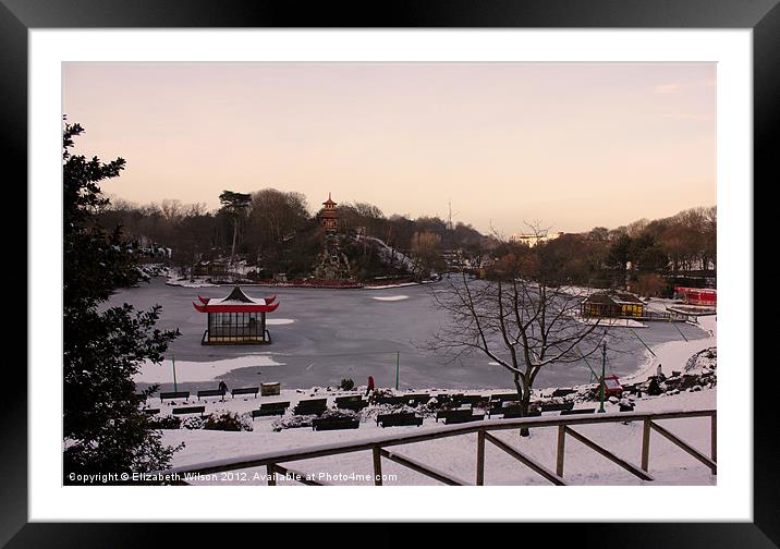 A View of Peasholm Park in the Snow Framed Mounted Print by Elizabeth Wilson-Stephen