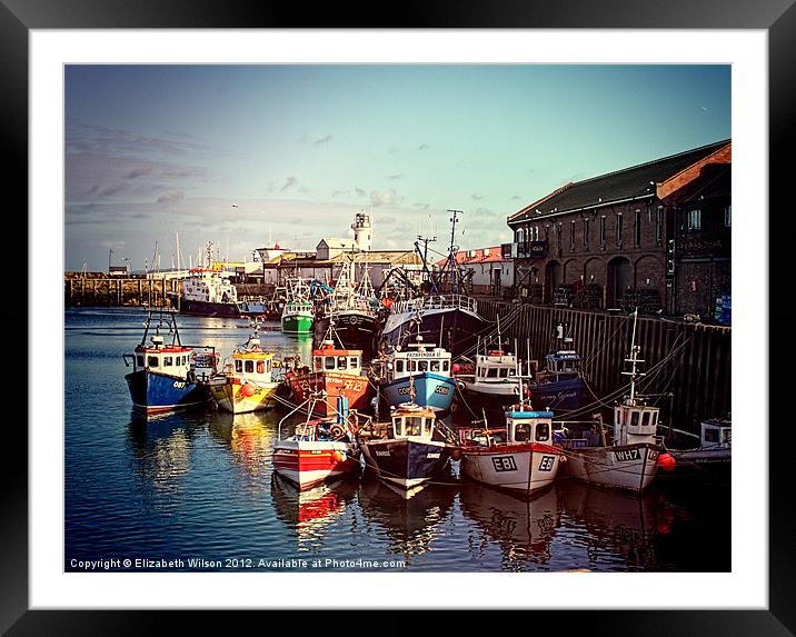 Boats Resting In The Harbour Framed Mounted Print by Elizabeth Wilson-Stephen