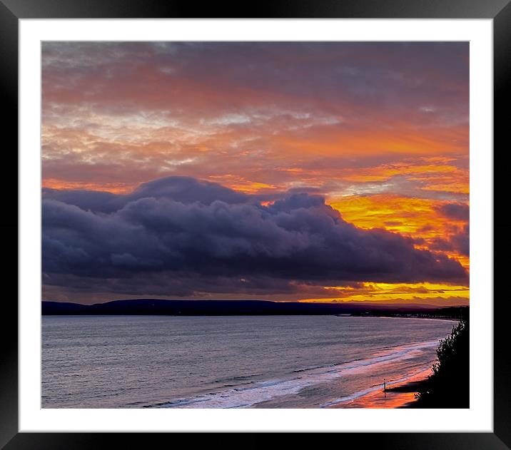 Vivid Bournemouth Sunset Framed Mounted Print by Jennie Franklin