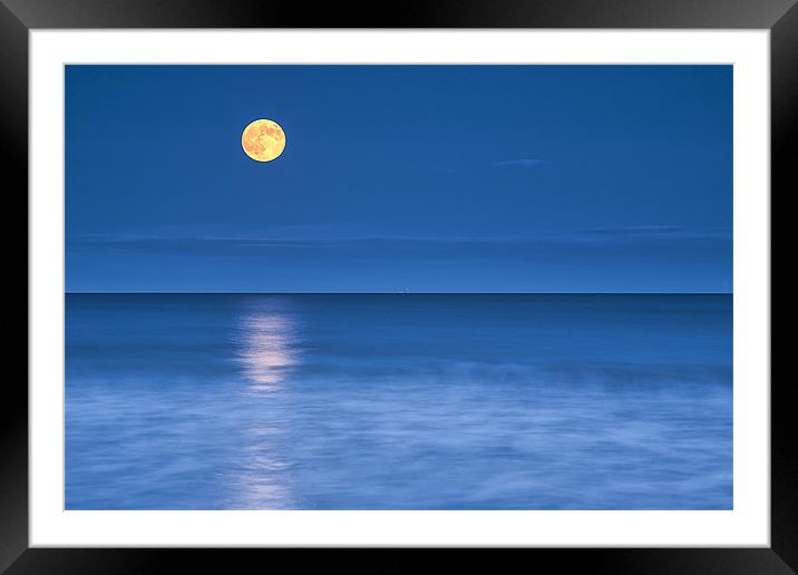 Super Moon iver the Sea Framed Mounted Print by Jennie Franklin