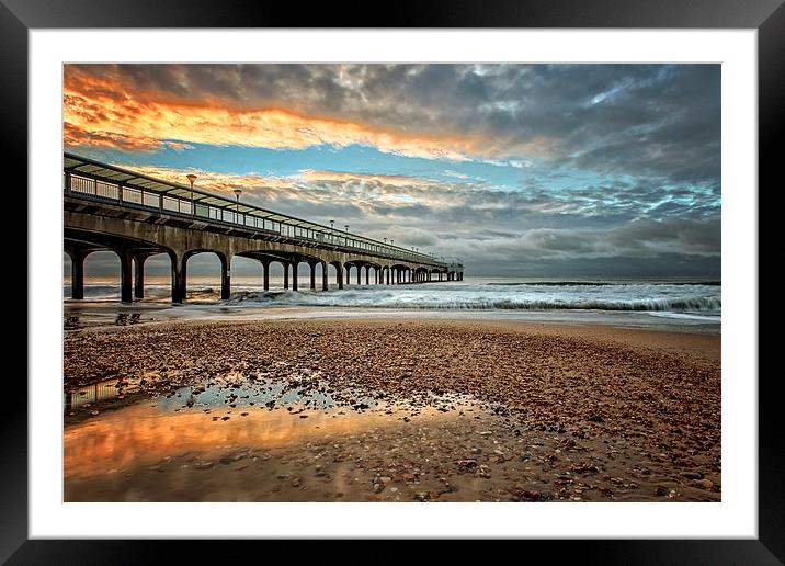  Boscombe Pier HDR Sunrise Framed Mounted Print by Jennie Franklin