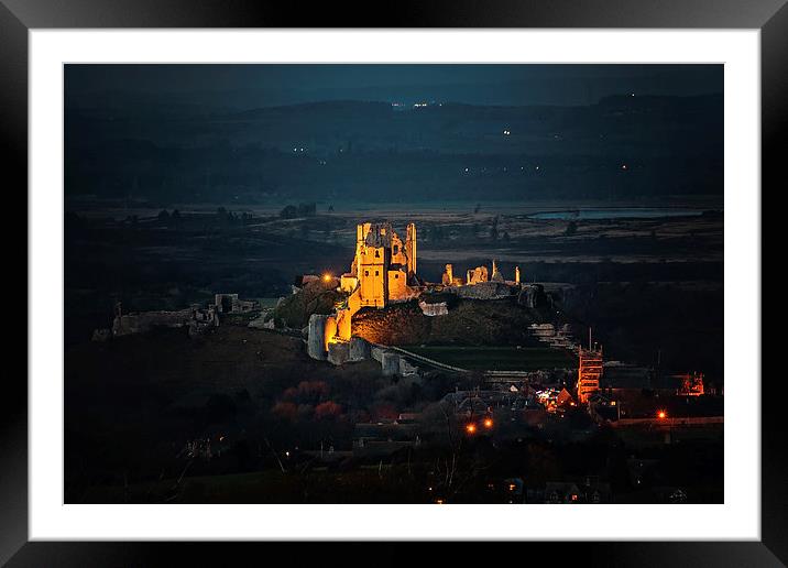  View over Corfe Castle Village Framed Mounted Print by Jennie Franklin