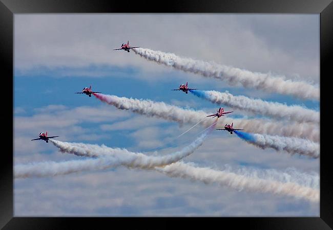  Red Arrows the Goose manouvere Framed Print by Jennie Franklin