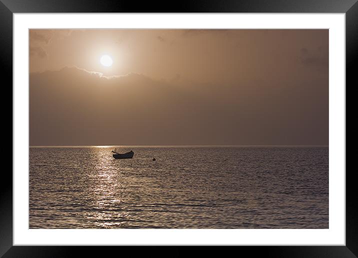 Fishing Boat at Sunset Framed Mounted Print by Canvas Landscape Peter O'Connor