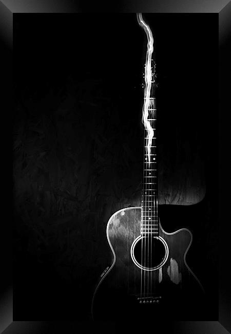 Acoustic Guitar black and white Framed Print by Canvas Landscape Peter O'Connor