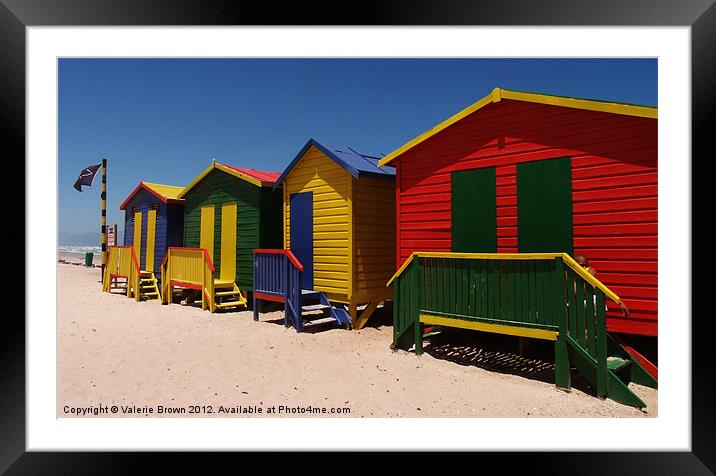 colourful beach huts Framed Mounted Print by Valerie Brown