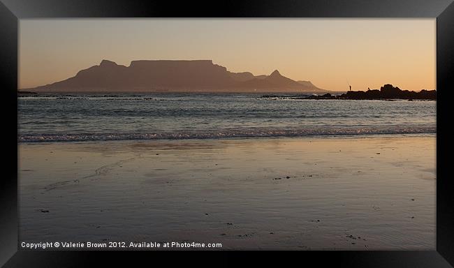 Table Mountain at dusk Framed Print by Valerie Brown