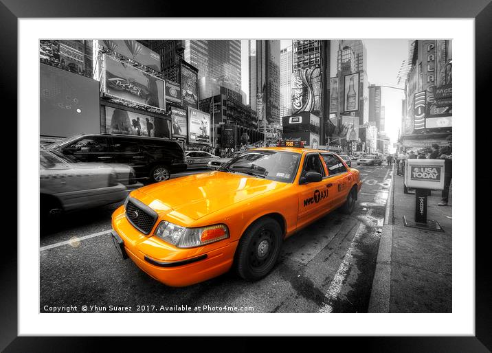New York Yellow Cab Framed Mounted Print by Yhun Suarez