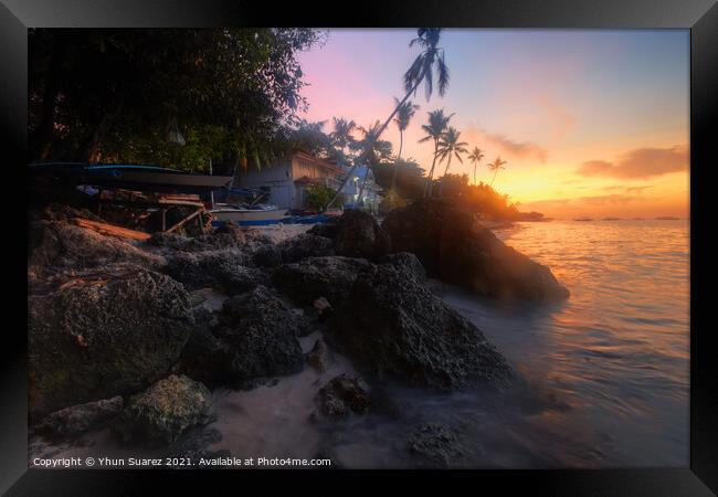 Alona Beach Sunrise Framed Print by Yhun Suarez