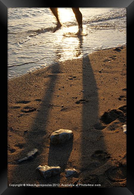 Human shadow on the sand Framed Print by Alfani Photography