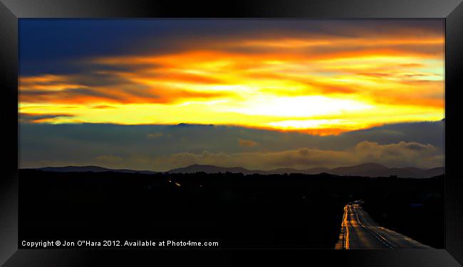 LEWIS ROAD TO HEAVENLY SUNSET Framed Print by Jon O'Hara