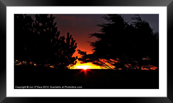 Sunrise Hebrides tree Silhouette Framed Mounted Print by Jon O'Hara