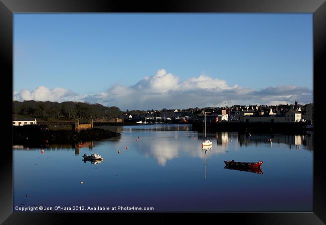 Glass Blue Harbour water reflection Framed Print by Jon O'Hara