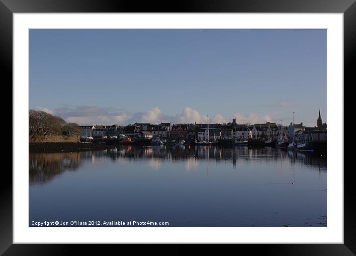 STORNOWAY HARBOUR DEAD CALM GLASS Framed Mounted Print by Jon O'Hara