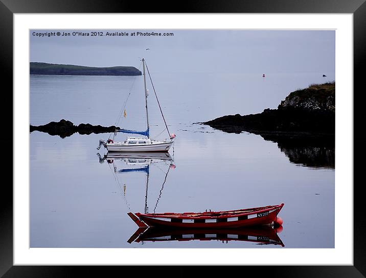 Red boat at Harbouring rest Framed Mounted Print by Jon O'Hara